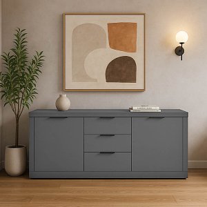 Μπουφές Doha pakoworld σε ανθρακί απόχρωση 180x45x80.5εκ 361-000072