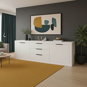 Μπουφές Doha pakoworld σε λευκή απόχρωση 210x45x80.5εκ 361-000107