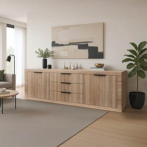 Μπουφές Doha pakoworld σε sonoma απόχρωση 210x45x80.5εκ 361-000104