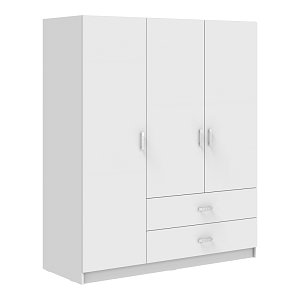 Ντουλάπα τρίφυλλη Royal pakoworld με συρτάρια λευκό 150x58x177εκ 361-000117
