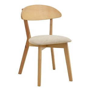Καρέκλα Canon pakoworld rubberwood σε φυσική απόχρωση με γκρι μπεζ ύφασμα 43x52x83,5εκ 2τμχ 381-000015