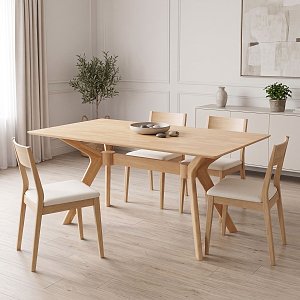 Τραπέζι Raffles pakoworld rubberwood με mdf σε φυσική απόχρωση 150x90x76εκ 381-000014