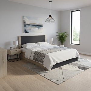Κρεβάτι Athos pakoworld σε sonoma-ανθρακί απόχρωση 160x200εκ 383-000100