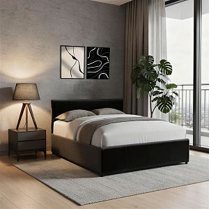 Κρεβάτι Dellia pakoworld με αποθηκευτικό χώρο pu μαύρο 120x200εκ 388-000001