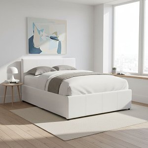 Κρεβάτι Dellia pakoworld με αποθηκευτικό χώρο pu λευκό 120x200εκ 388-000002