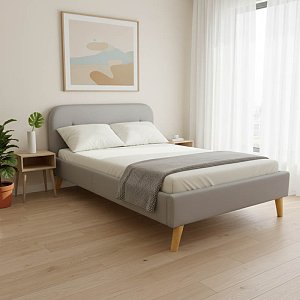 Κρεβάτι LumiLux pakoworld ύφασμα σε γκρι απόχρωση 160x200εκ 388-000028