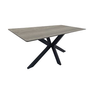 Τραπέζι Bethan pakoworld sonoma με γκρι mdf και μαύρο μέταλλο 160x80x75εκ 390-000031