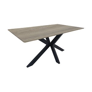 Τραπέζι Bethan pakoworld sonoma με γκρι mdf και μαύρο μέταλλο 160x80x75εκ 390-000031