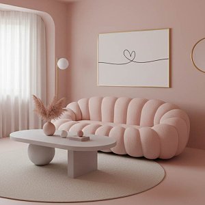 Καναπές Embrace pakoworld μπουκλέ ύφασμα σε ροζ απόχρωση 180x105x65εκ 392-000003