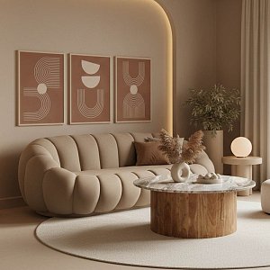 Καναπές Embrace pakoworld βελούδο σε γκρι μπεζ απόχρωση 180x105x65εκ 392-000004