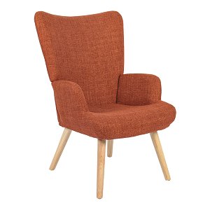 Πολυθρόνα-μπερζέρα Gerlina pakoworld terracotta ύφασμα με πόδι σε φυσική απόχρωση 71x64x94εκ 393-000030