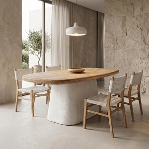 Τραπέζι Fessen pakoworld ξύλο ελάτου-mdf λευκό με φυσική απόχρωση 180x90x78εκ 415-000010