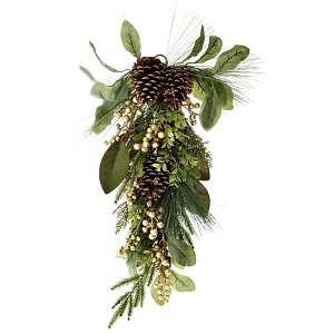Χριστ Κρεμαστό 70εκ με Κουκουνάρια και Χρυσά Berries 71824