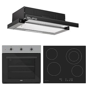 Σετ SILIFO SF6008 & SF6822HV5 & SF6665 Φούρνος, Κεραμική Εστία & Απορροφητήρας 92247