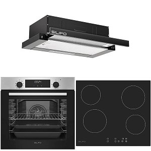 Σετ SILIFO SF6855BOI & SF6821HV4 & SF6665 Φούρνος 76lt, Κεραμική Εστία & Απορροφητήρας 93478 (4 Έτη Εγγύηση)
