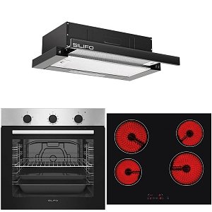 Σετ SILIFO SF6850BOI & SF6135 & SF6665 Φούρνος 83lt, Κεραμική Εστία & Απορροφητήρας 93644