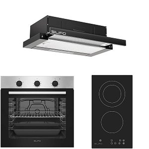Σετ SILIFO SF6850BOI & SF6802HDV3 & SF6665 Φούρνος 83lt, Εστία Domino & Απορροφητήρας 93645 (4 Έτη Εγγύηση)
