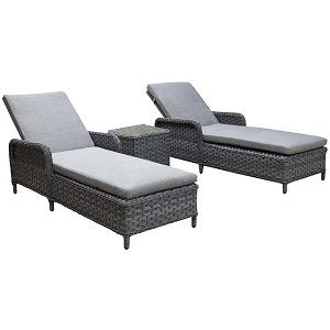 Σετ Ξαπλώστρες 3 Τμχ Wicker Rattan Alicia 5112G+5301G 200-14-002