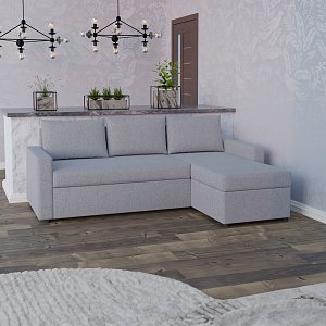 Concept Γωνιακός Καναπές Κρεβάτι με Αναστρέψιμη Γωνία & Αποθηκευτικό Χώρο Γκρι 218x153x80cm GR-10235-4