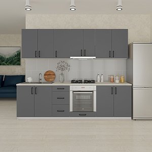 Κουζίνα Corfu Modest 8 Τεμαχίων Ανθρακί GR-CORFUMODA