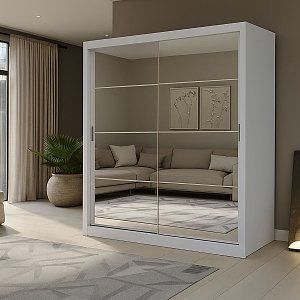 Ντουλάπα Reflex Λευκή με καθρέφτη 180x60x215cm GR-REFLMIR-1