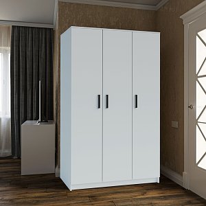 Ντουλάπα Τρίφυλλη Simple Λευκή 120x52x205cm GR-SIM3D-1
