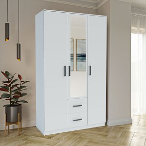 Ντουλάπα Τρίφυλλη Simple 3D2D Λευκή 120x52x205cm GR-SIM3D2D-1