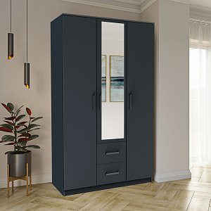 Ντουλάπα Τρίφυλλη Simple 3D2D Γραφίτης 120x52x205cm GR-SIM3D2D-2