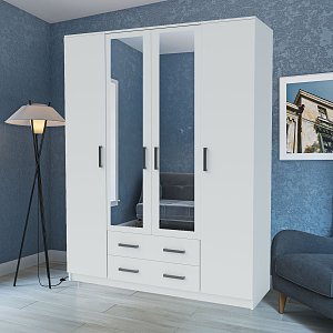 Ντουλάπα Τετράφυλλη Simple 4D2D Λευκή 160x52x205cm GR-SIM4D2D-1