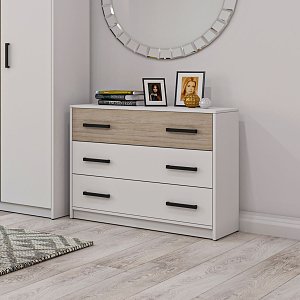 Συρταριέρα Viva Λευκό-Σονόμα 90x39x75cm GR-VIVA3S-1