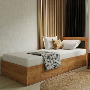 Κρεβάτι Viva Χρυσό Δρυς-Γραφίτης 90x200cm GR-VIVABED90