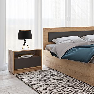 Κομοδίνο Viva Χρυσό Δρυς-Γραφίτη 50x36x41cm GR-VIVABEDSIDE