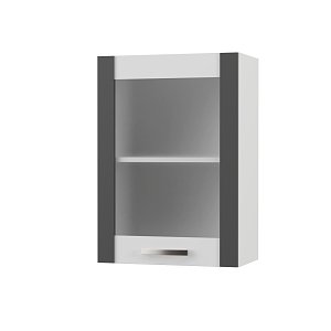 CHARLOTΤE Πάνω Ντουλάπι Με Τζάμι Δεξί 50x30.5x71.8εκ με μεταλλικά χερούλια Γραφίτης SO-CV50G-GR-R