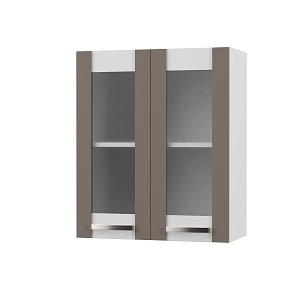 CHARLOTΤE Πάνω Ντουλάπι Με Τζάμι 60x30.5x71.8εκ με μεταλλικά χερούλια Μόκα SO-CV60GM