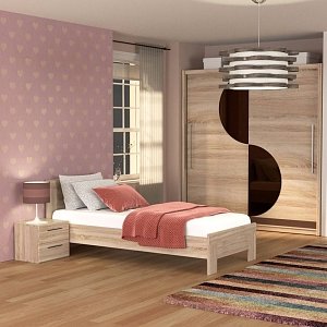 Κρεβάτι Solo Μονό Με Τάβλες Sonoma MDF Καμπυλωτό τελείωμα 90x200cm SOLO90