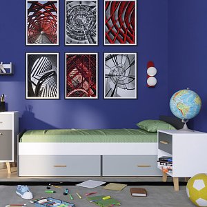 Κρεβάτι Timmy Λευκό-Γραφίτη-Γκρι με πάτωμα 90x200cm TIMMYBED2S90