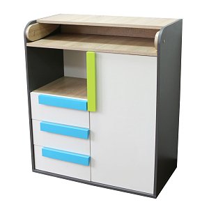 Alex 84x37x94εκ (αλλαξιέρα μωρού) Γραφίτης-Σονόμα-Λευκό με συρτάρια TO-ALEX1D3S