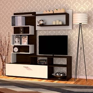 Σύνθεση Τηλεόρασης Jasmin 170x41.5x170εκ Wenge(Σοκολά)-Λευκό TO-JASMIN