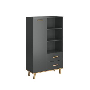 Μπουφές Pluton Ανθρακί-Χρυσό Δρυς 90x40x151cm TO-PLUTON1D2S