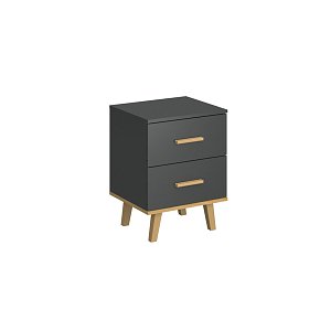 Κομοδίνο Pluton Ανθρακί-Χρυσό Δρυς 45.9x40x60.6cm TO-PLUTON2S46