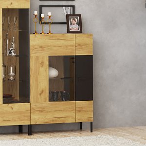 Βιτρίνα Santes Χρυσό Δρυς-Γραφίτης 90x42x134.50cm TO-SANTES1W1D