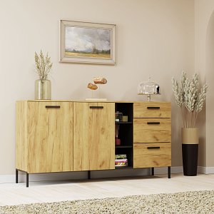 Μπουφές Santes Χρυσό Δρυς-Γραφίτης 180x42x92.5cm TO-SANTES2D3S