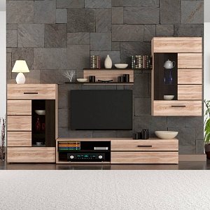Σύνθεση Τηλεόρασης Solo 293x41x184cm Sonoma με Wenge MDF Καμπυλωτό τελείωμα TO-SOLO