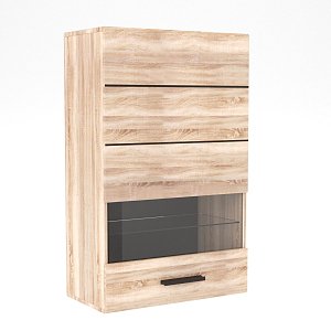 Βιτρίνα Solo Μονόφυλλη 65x35x109 Sonoma με λεπτομέρειες Wenge και MDF Καμπυλωτό τελείωμα TO-SOLO21W