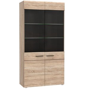 Βιτρίνα Δίφυλλη Solo 100x41x197cm Sonoma με Wenge και MDF Καμπυλωτό τελείωμα στις πόρτες TO-SOLO2W