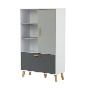 Ραφιέρα Timmy Λευκό-Γραφίτη-Γκρι 90x36x147cm TO-TIMMY1D1K