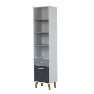 Βιβλιοθήκη Timmy Λευκό-Γραφίτη-Γκρι 46.8x36x199cm TO-TIMMY1D1S