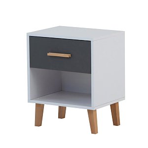 Κομοδίνο Timmy Λευκό-Γραφίτη-Γκρι 46.8x36x57.1cm TO-TIMMY1S