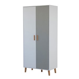 Ντουλάπα Timmy 2D Λευκό-Γραφίτη-Γκρι 90x50x199cm TO-TIMMY2D