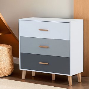 Συρταριέρα Timmy Λευκό-Γραφίτη-Γκρι 90x36x92cm TO-TIMMY3S